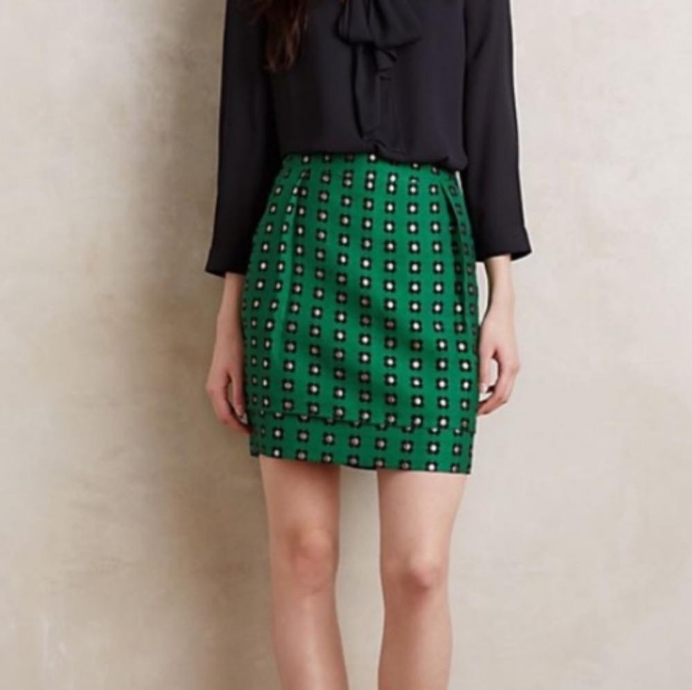 HD in Paris Anthropologie green/gold skirt